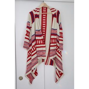 ⭐️ Tribal Print Fringe Cardigan Boho Knit Sweater